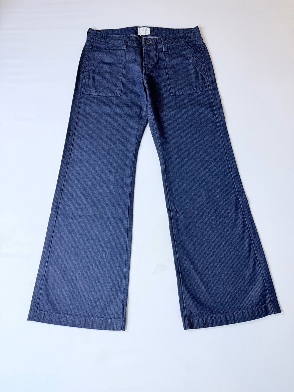 Levi’s Y2K Women's Low Rise Wide Flare Leg Dark Wash Denim Linen Jeans Size 8